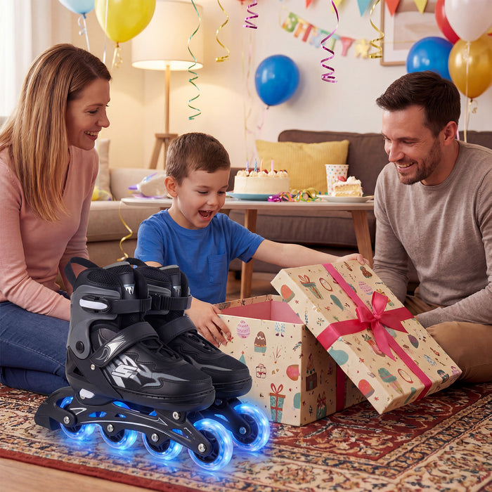 Kids Inline Skates 4 Sizes Adjustable Light-Up Roller Skates for Boys and Girls Ages 9-14-