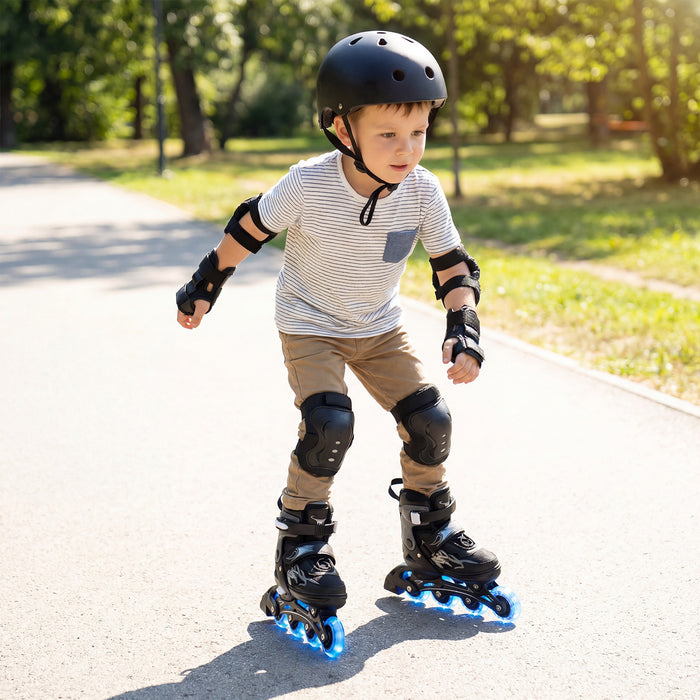 Kids Inline Skates with 4 Illuminated Wheels and Safety Protection for Boys Girls Ages 5-7-