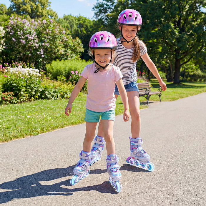 Kids Inline Skates with Full Light Up PU Wheels Adjustable Length for Beginners-
