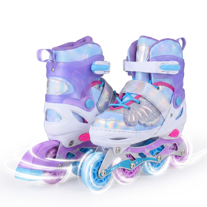 Kids Inline Skates with Full Light Up PU Wheels Adjustable Length for Beginners-