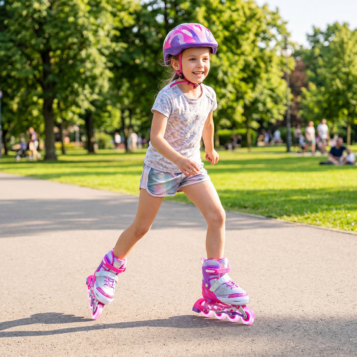 Kids Inline Skates with Full Light Up PU Wheels Adjustable Length for Beginners-