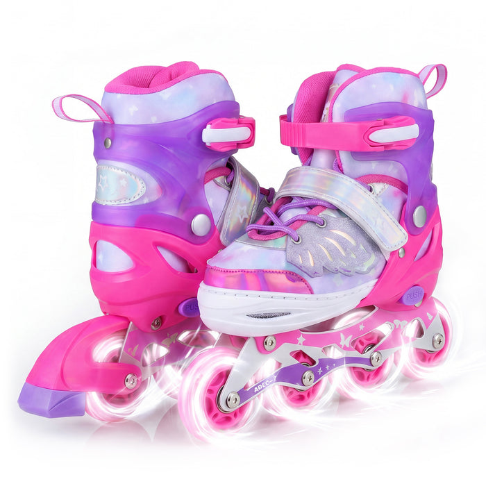 Kids Inline Skates with Full Light Up PU Wheels Adjustable Length for Beginners-