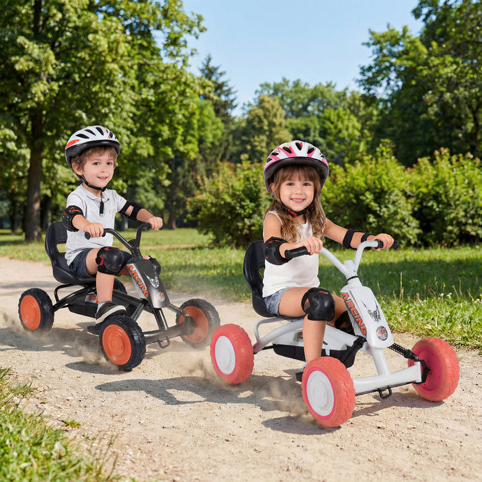 Kids Pedal Go Kart 4 Wheel with 2-Position Seat & Wear-Resistant Wheels-