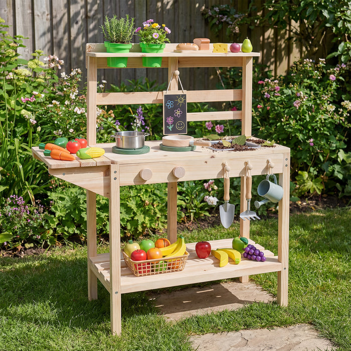 Kids Play Kitchen Set Wooden Kitchen Playset with Stoves-