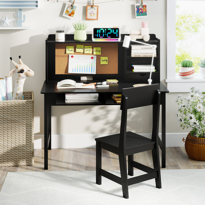 Kids Study Desk and Chair Set Wooden Students Writing Table-