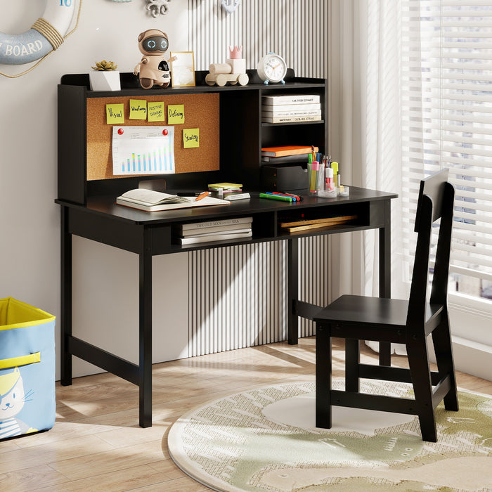 Kids Study Desk and Chair Set Wooden Students Writing Table-