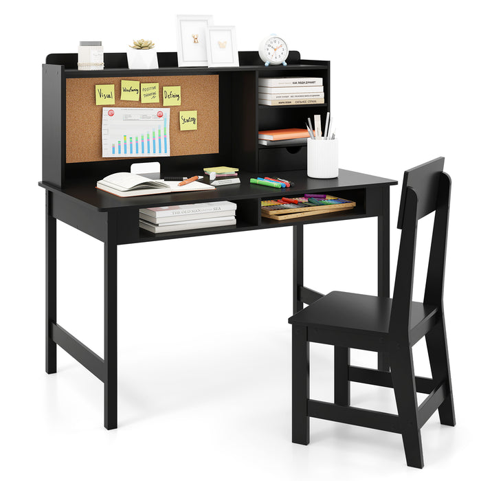 Kids Study Desk and Chair Set Wooden Students Writing Table-