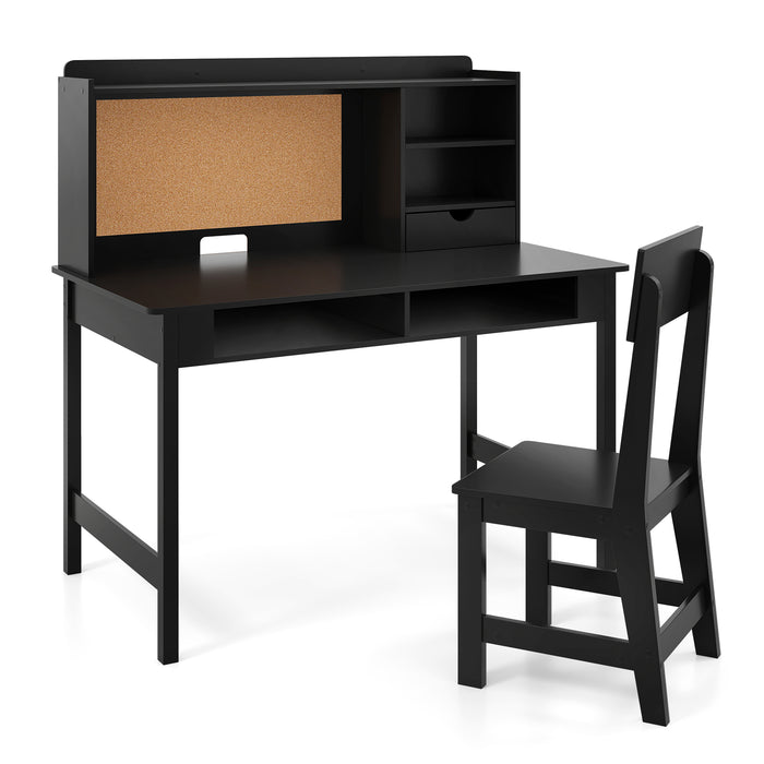 Kids Study Desk and Chair Set Wooden Students Writing Table-