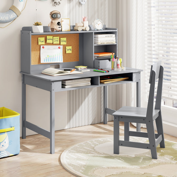 Kids Study Desk and Chair Set Wooden Students Writing Table-