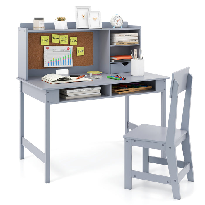 Kids Study Desk and Chair Set Wooden Students Writing Table-