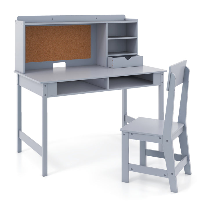 Kids Study Desk and Chair Set Wooden Students Writing Table-