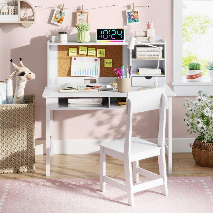 Kids Study Desk and Chair Set Wooden Students Writing Table-