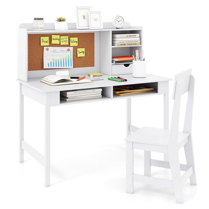 Kids Study Desk and Chair Set Wooden Students Writing Table-