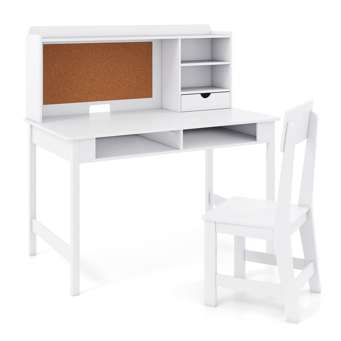 Kids Study Desk and Chair Set Wooden Students Writing Table-