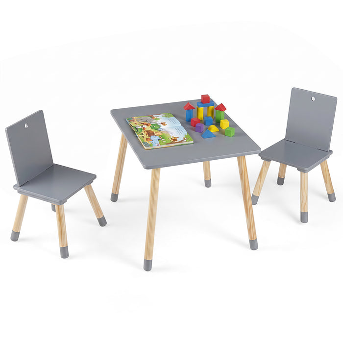 Kids Table and Chairs Set with Pine Wood Legs for Playing Learning Eating-