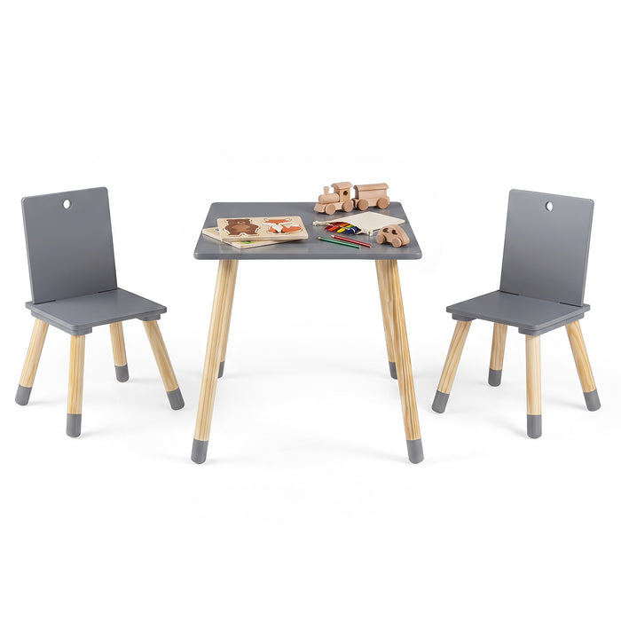 Kids Table and Chairs Set with Pine Wood Legs for Playing Learning Eating-