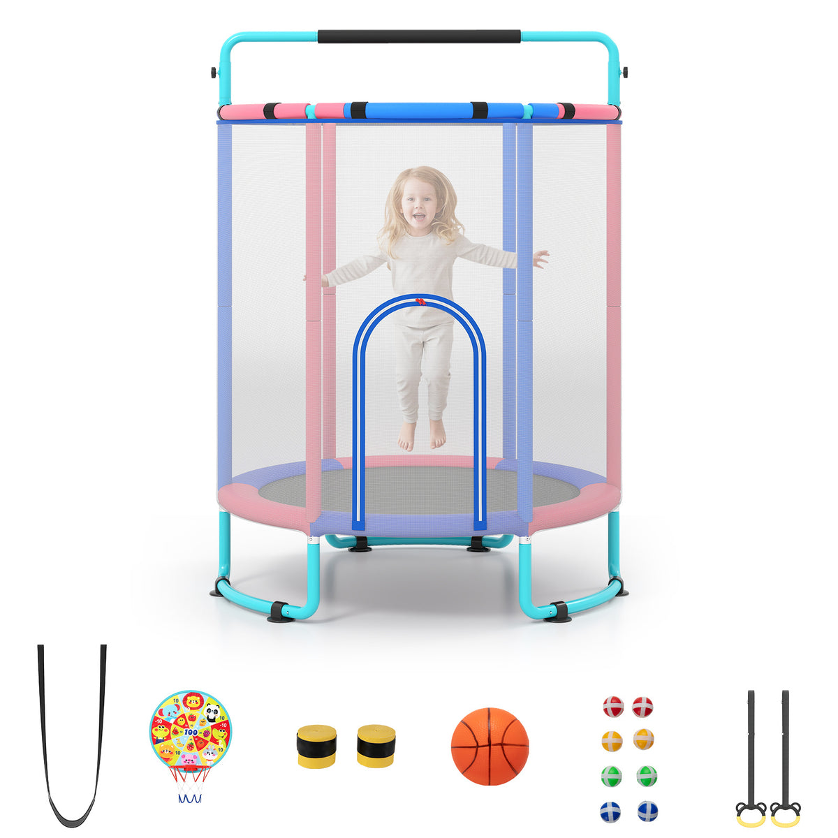 Kids Trampoline with Safety Net for Indoor and Outdoor Use-