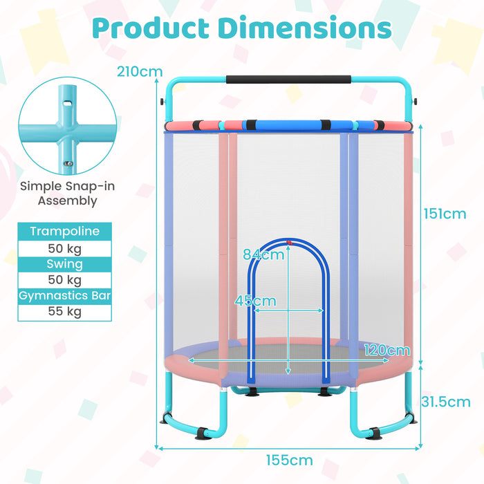 Kids Trampoline with Safety Net for Indoor and Outdoor Use-