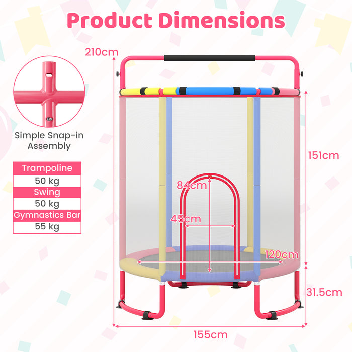 Kids Trampoline with Safety Net for Indoor and Outdoor Use-