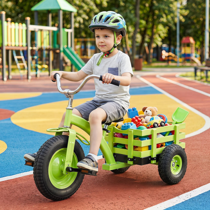 Kids Tricycle with Storage Basket and Inflatable Tires for Boys Girls Ages 3+-