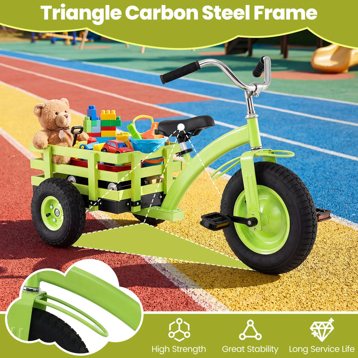 Kids Tricycle with Storage Basket and Inflatable Tires for Boys Girls Ages 3+-