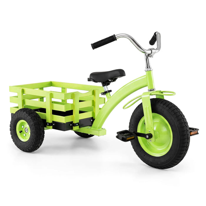 Kids Tricycle with Storage Basket and Inflatable Tires for Boys Girls Ages 3+-