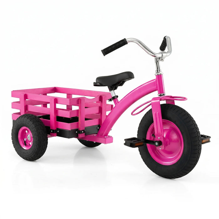 Kids Tricycle with Storage Basket and Inflatable Tires for Boys Girls Ages 3+-