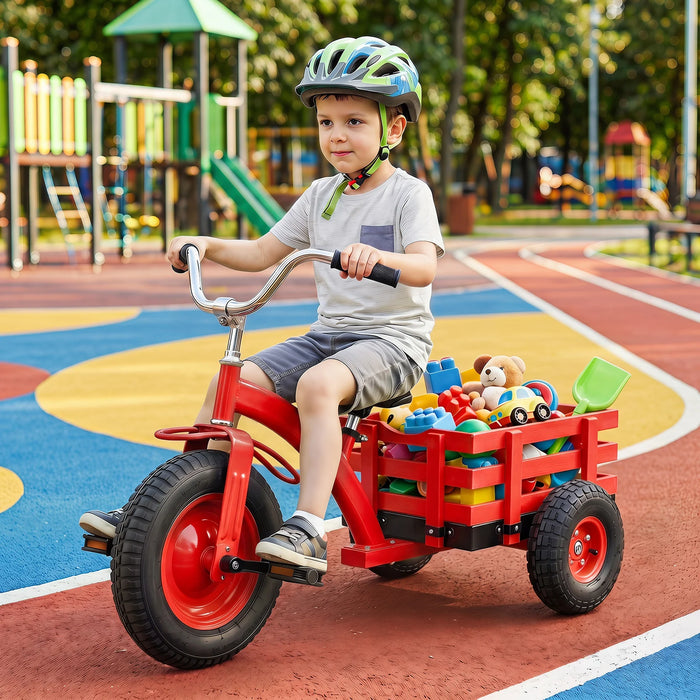 Kids Tricycle with Storage Basket and Inflatable Tires for Boys Girls Ages 3+-