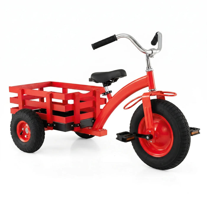 Kids Tricycle with Storage Basket and Inflatable Tires for Boys Girls Ages 3+-