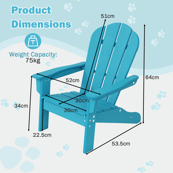 Kids Adirondack Chair All-Weather HDPE Toddler Lawn Chair-