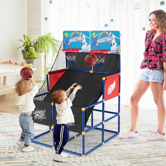 Dual Shot Kids Basketball Game Set with 4 Basketballs