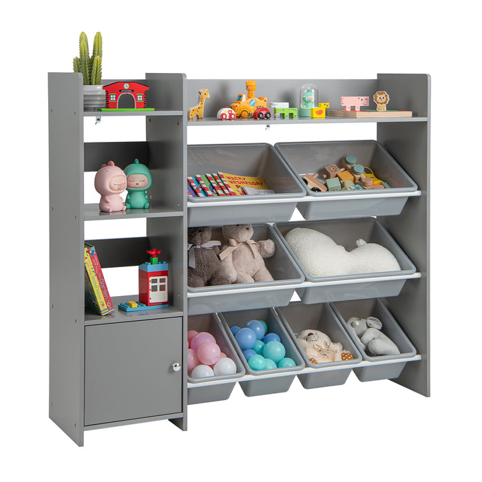 Kids Bookshelf Toy Storage Organizer with Storage Boxes and Open Shelves-