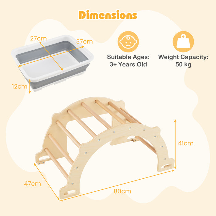 Kids Climbing Arch Sensory Table with Removable Collapsible Storage Bin and Rocker Board-