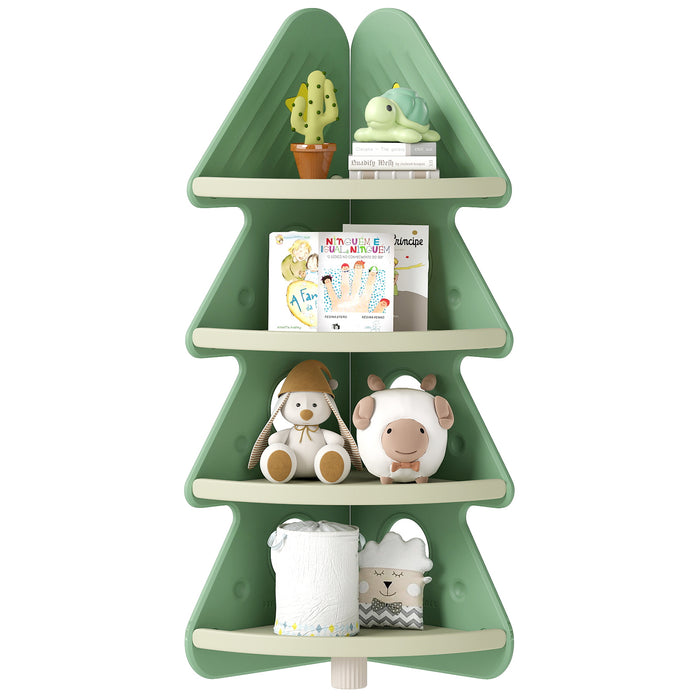 4-Tier Kids Corner Bookshelf for Kids Room and Nursery Playroom-White