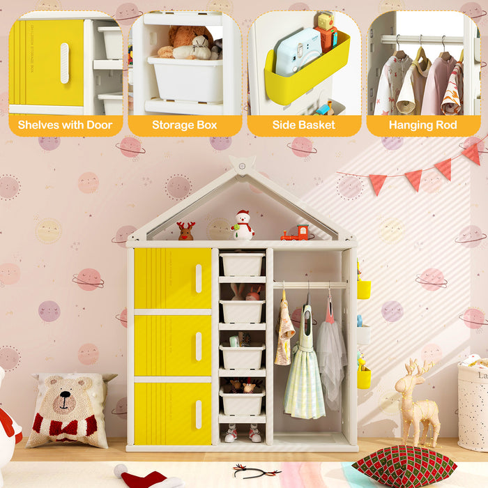 Kids Costume Storage Closet with Storage Bin-