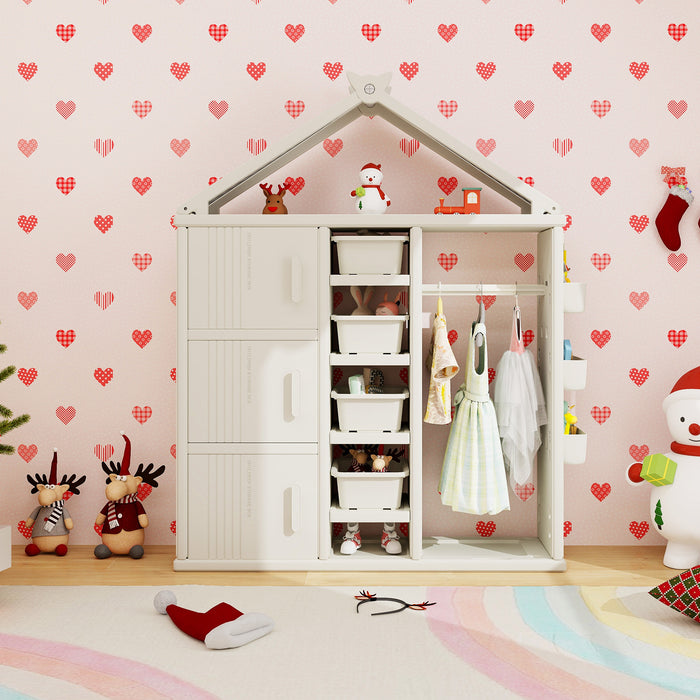Kids Costume Storage Closet with Storage Bin-