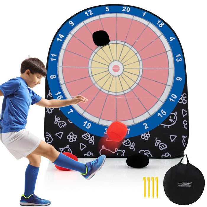 Large Dart Board for Kids Foldable and Portable Dartboard with 4 Kick Balls-