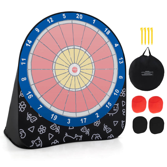 Large Dart Board for Kids Foldable and Portable Dartboard with 4 Kick Balls-