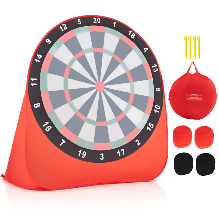 Large Dart Board for Kids Foldable and Portable Dartboard with 4 Kick Balls-