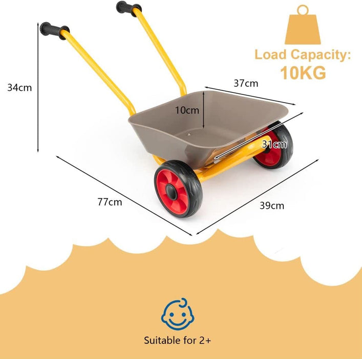 Kids Metal Wheelbarrow with Anti-slip Handles