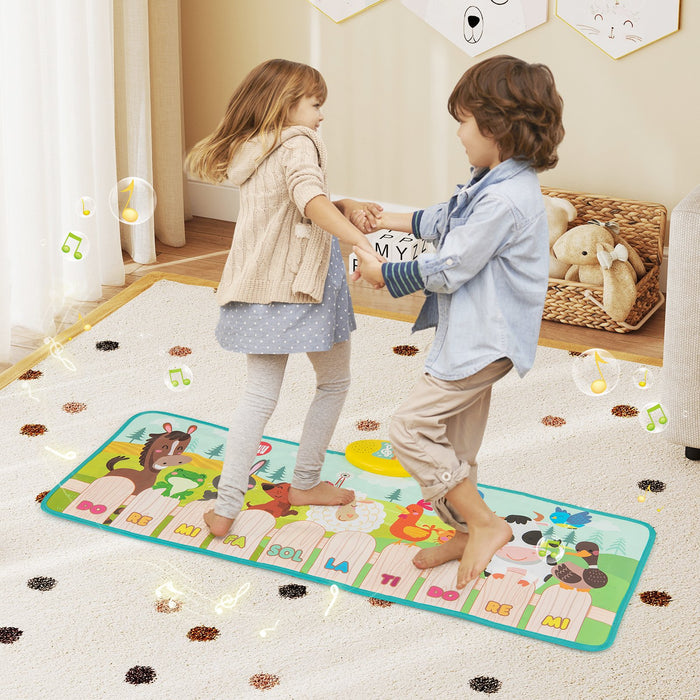 Kids Musical Animal Farm Mat with 10 Piano Keys and 10 Built-