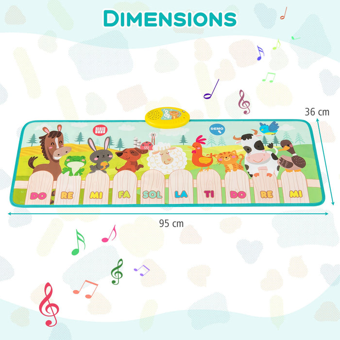 Kids Musical Animal Farm Mat with 10 Piano Keys and 10 Built-