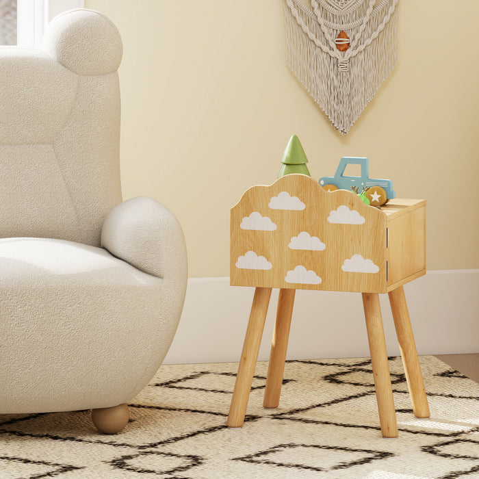 Kids Nightstand Set of 2 with Rainbow and Cloud Patterns-