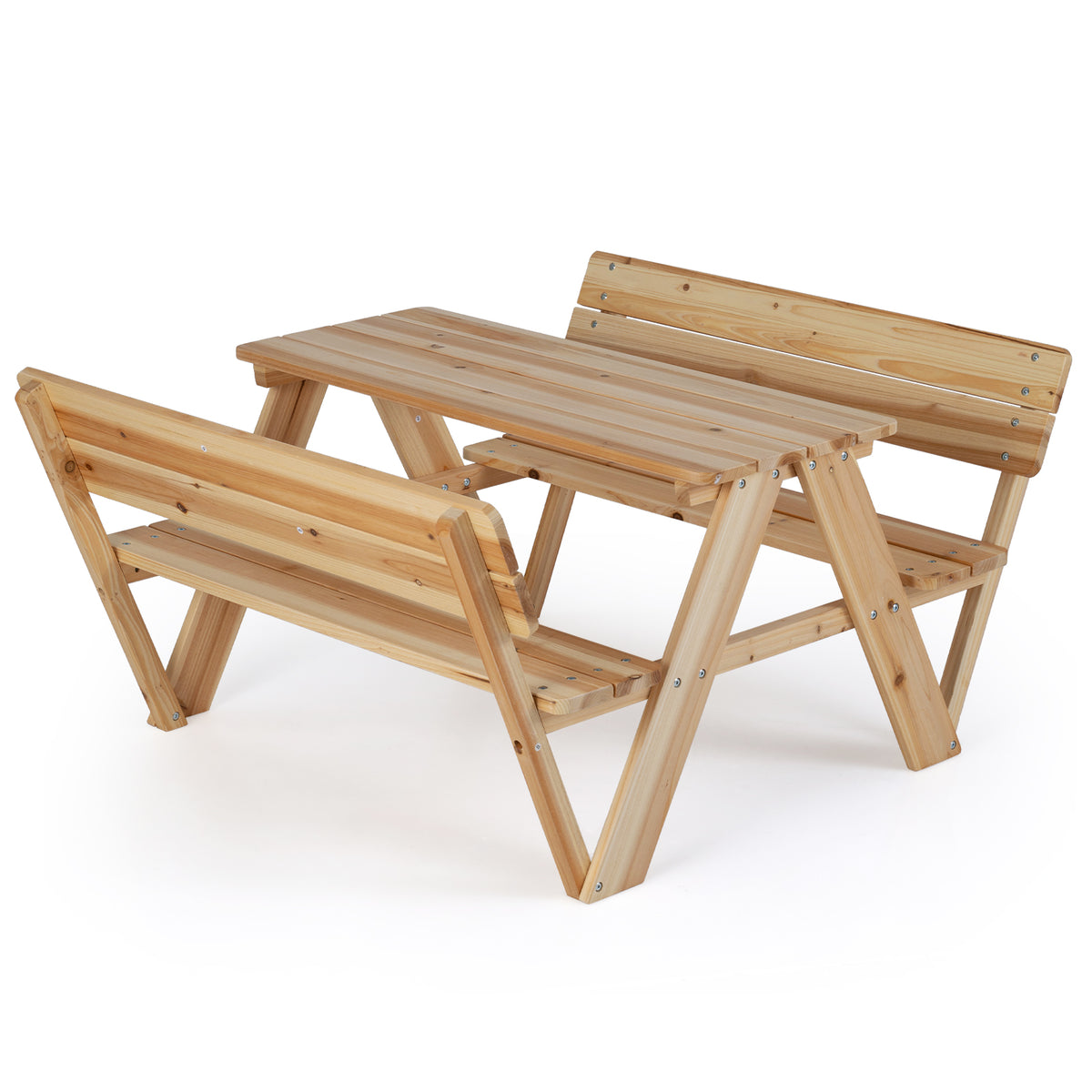 Kids Picnic Table Wooden Toddler Outdoor Activity Table and Chair Set-
