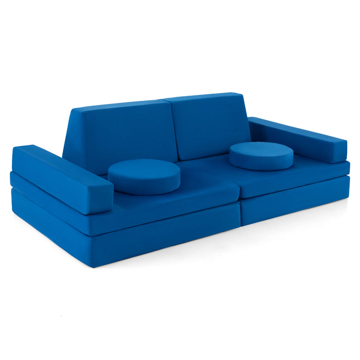 8-Piece Kids Play Couch Sofa with Portable Handle-