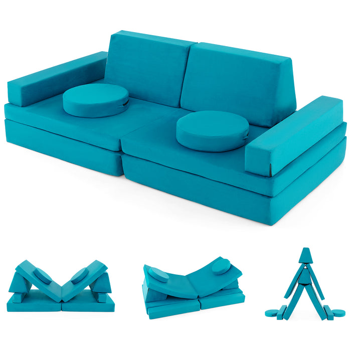 8-Piece Kids Play Couch Sofa with Portable Handle-