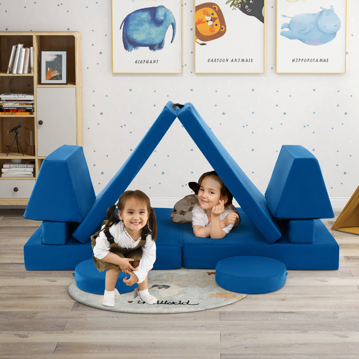8-Piece Kids Play Couch Sofa with Portable Handle-