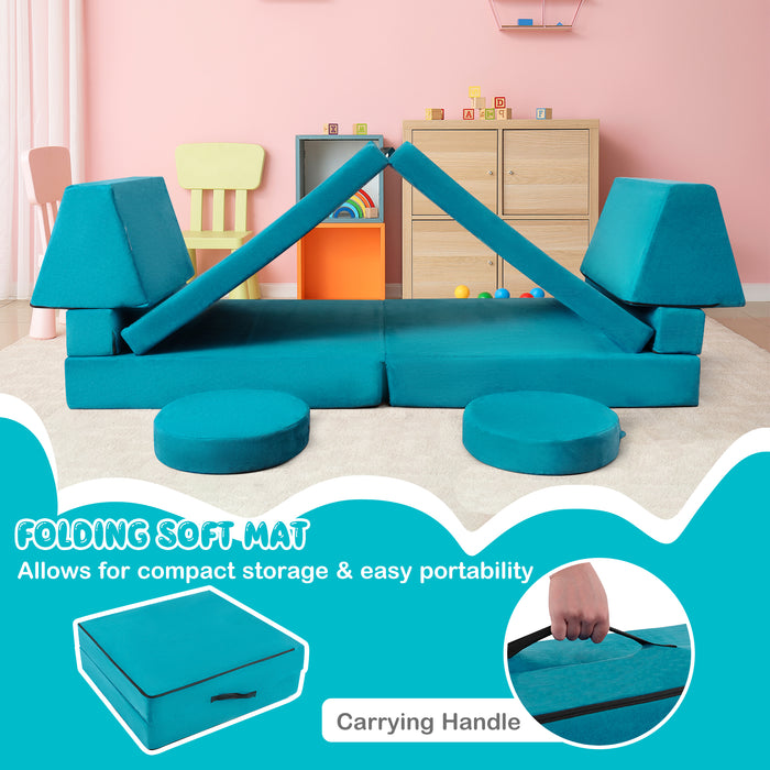 8-Piece Kids Play Couch Sofa with Portable Handle-
