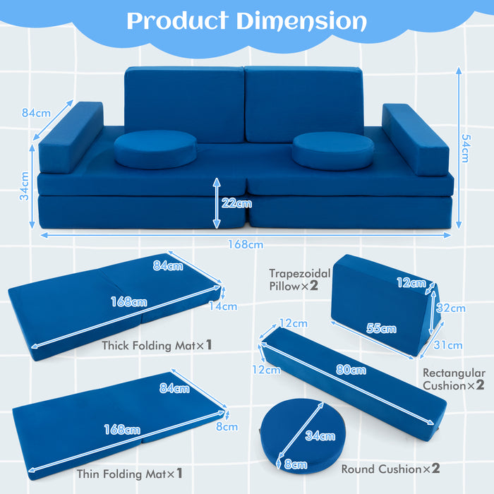 8-Piece Kids Play Couch Sofa with Portable Handle-