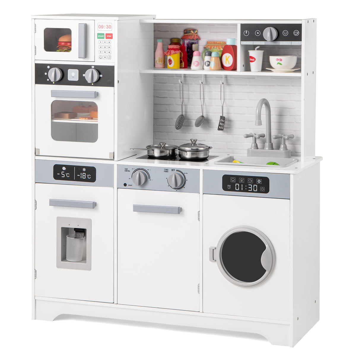 Kids Play Kitchen Toy Set with Water Dispenser and Sink-